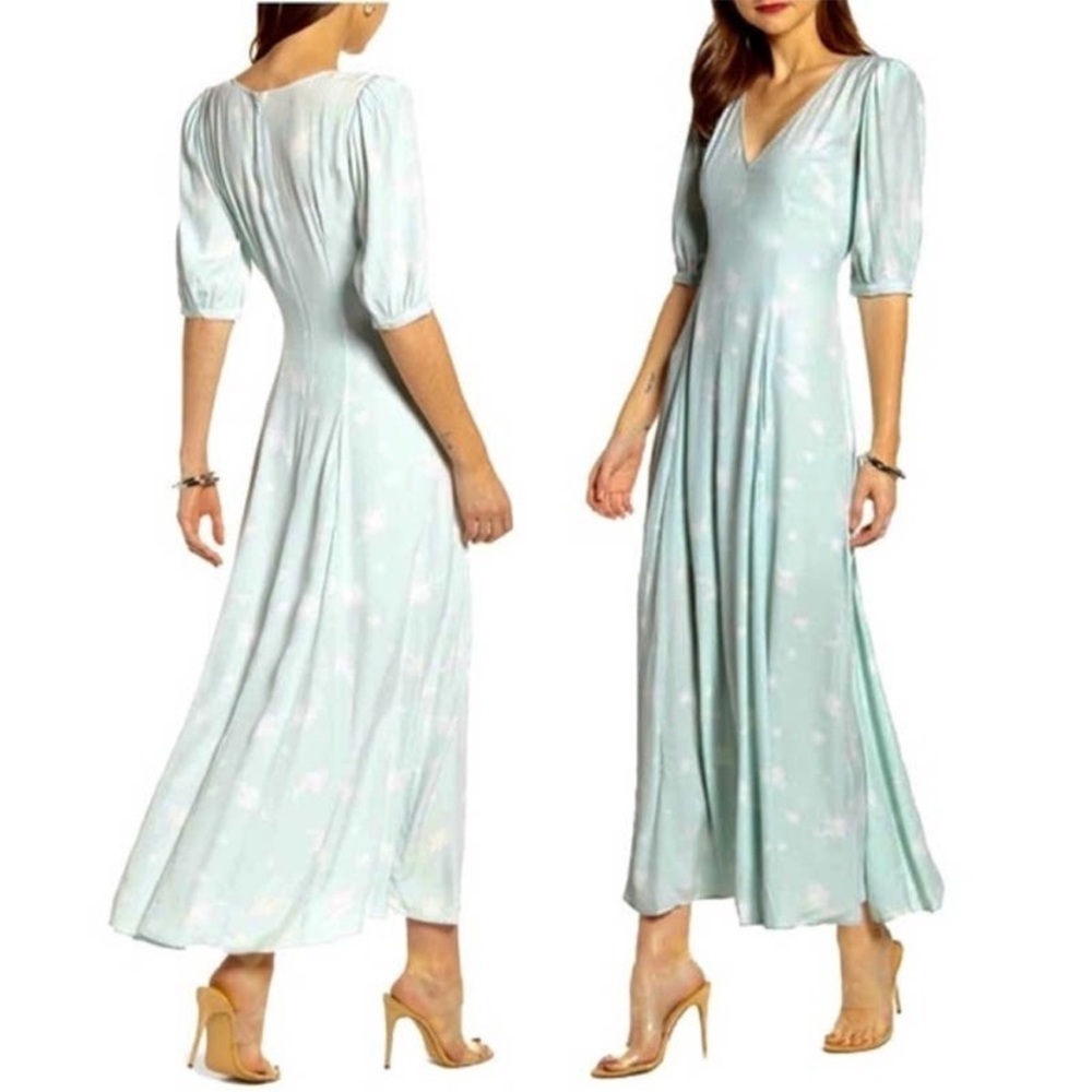 Revolve | Something Navy Mint Etch Flower Dress | size small